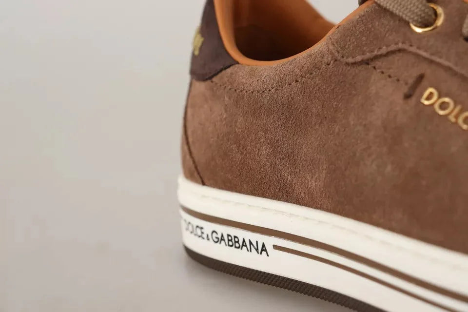 Dolce & Gabbana Brown Suede Logo Low Top Sneakers Men Shoes - EU39/US6