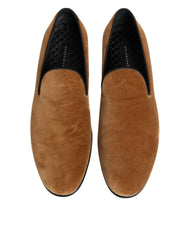 Dolce & Gabbana Brown Suede Slip On Men Loafers Formal Shoes - EU44/US11