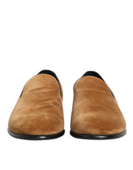 Dolce & Gabbana Brown Suede Slip On Men Loafers Formal Shoes - EU44/US11