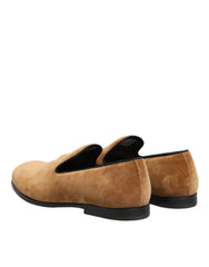 Dolce & Gabbana Brown Suede Slip On Men Loafers Formal Shoes - EU44/US11
