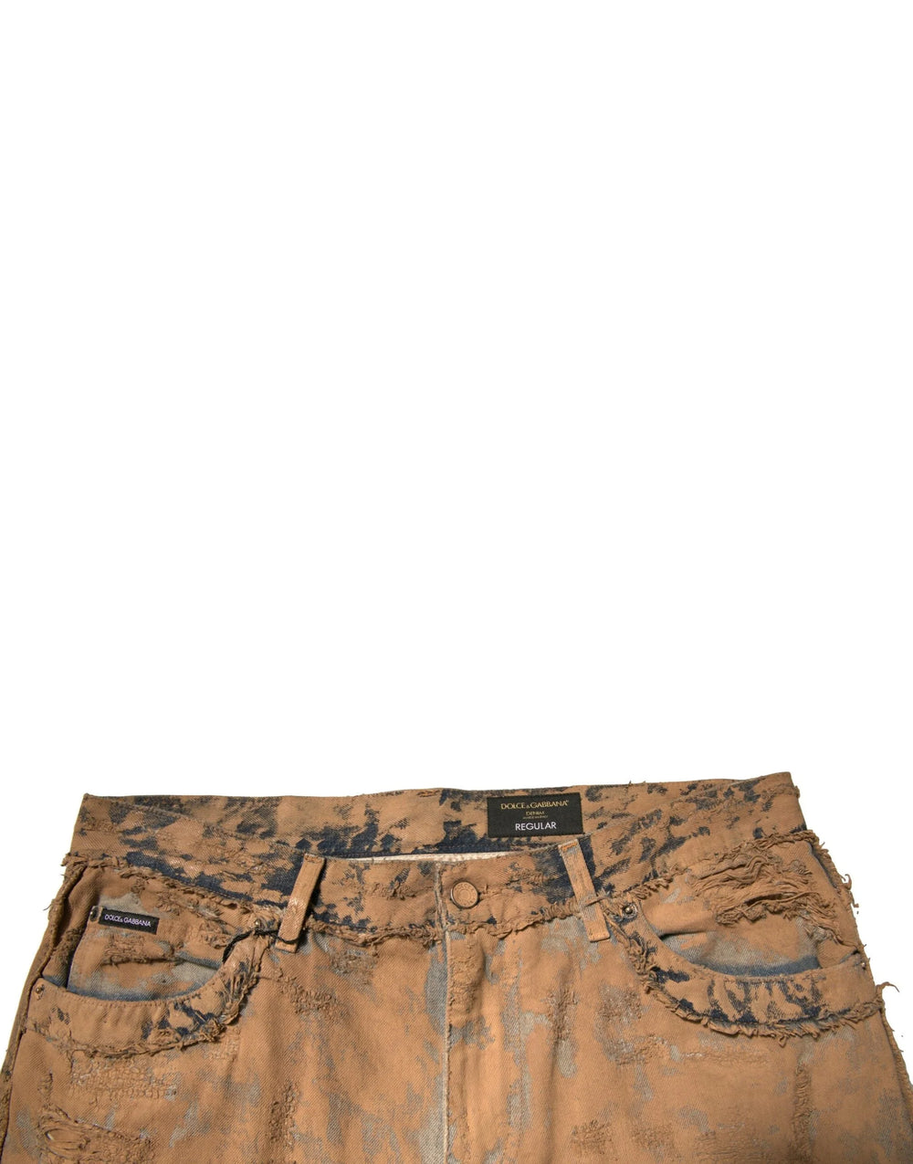 Dolce & Gabbana Brown Tattered Cotton Skinny Denim Jeans - IT52 | XL - Jeans