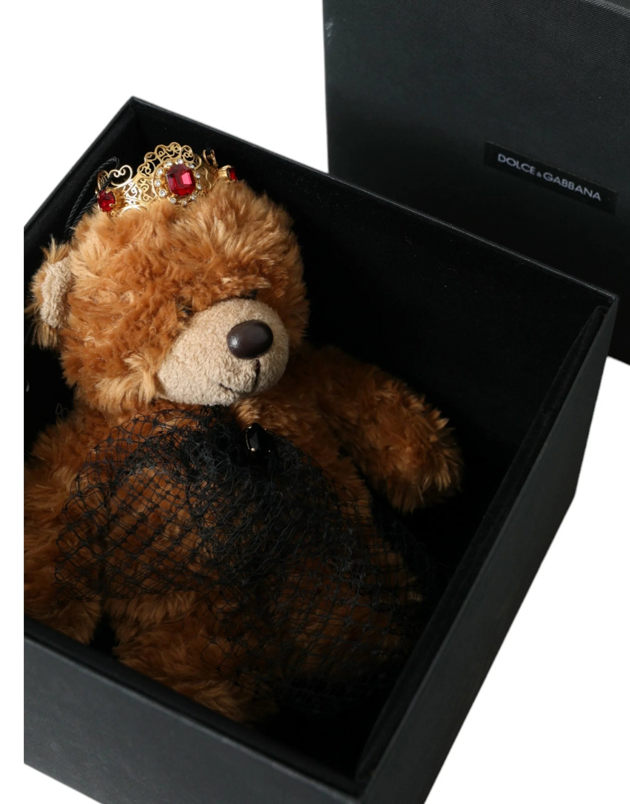 Dolce & Gabbana Brown Teddy Bear Gold Crystal Crown Hair Band Diadem - Headbands