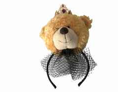 Dolce & Gabbana Brown Teddy Bear Gold Crystal Crown Hair Band Diadem - Headbands