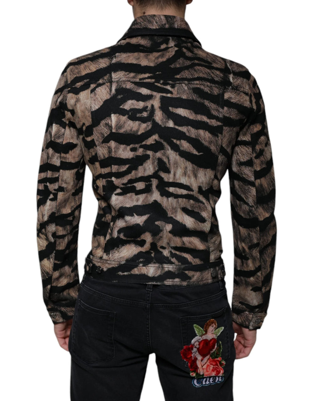 Dolce & Gabbana Brown Tiger Button Down Collared Jacket - IT48 | M - Coats & Jackets
