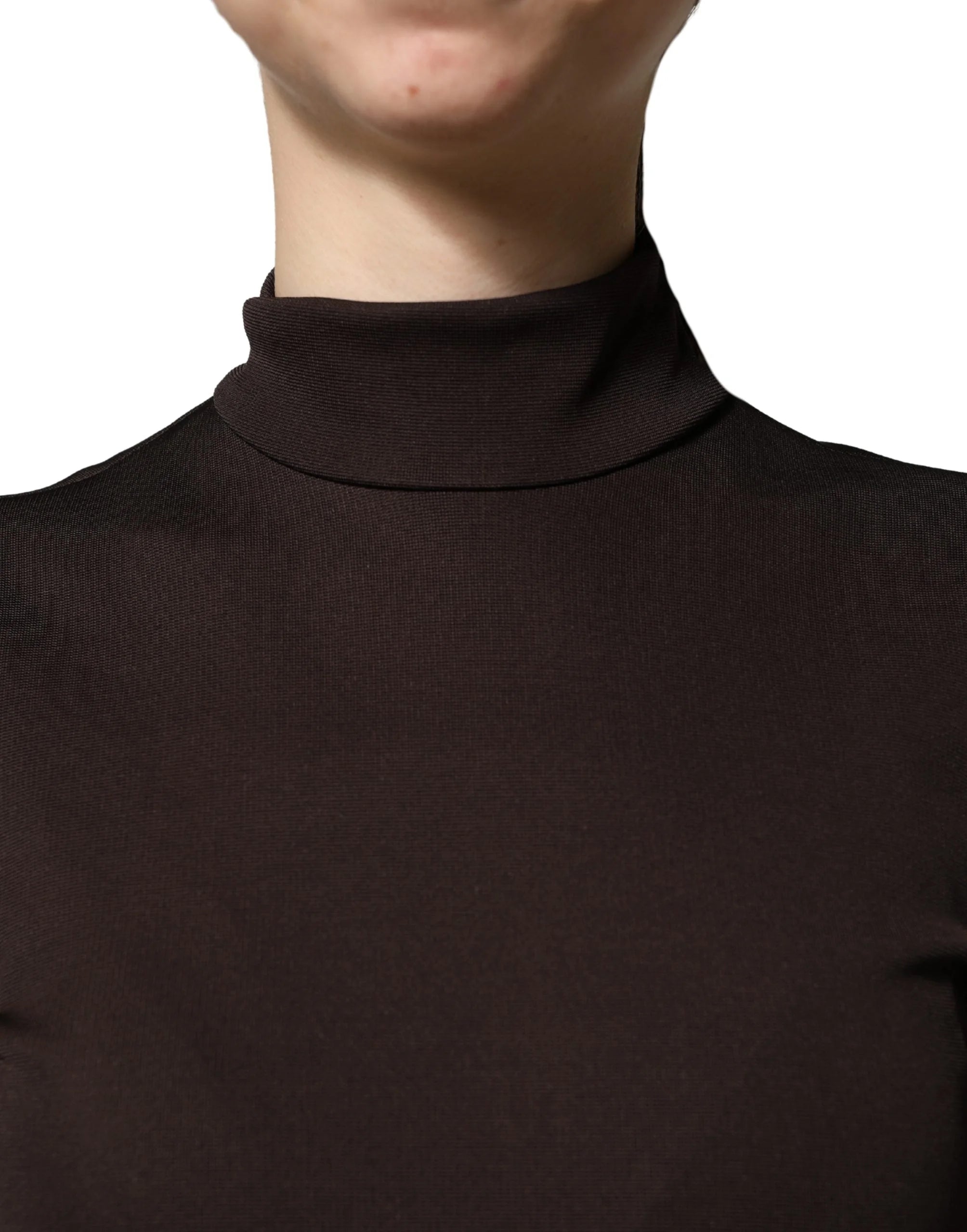 Dolce & Gabbana Brown Turtleneck Jersey Long Maxi Dress - IT44 | L