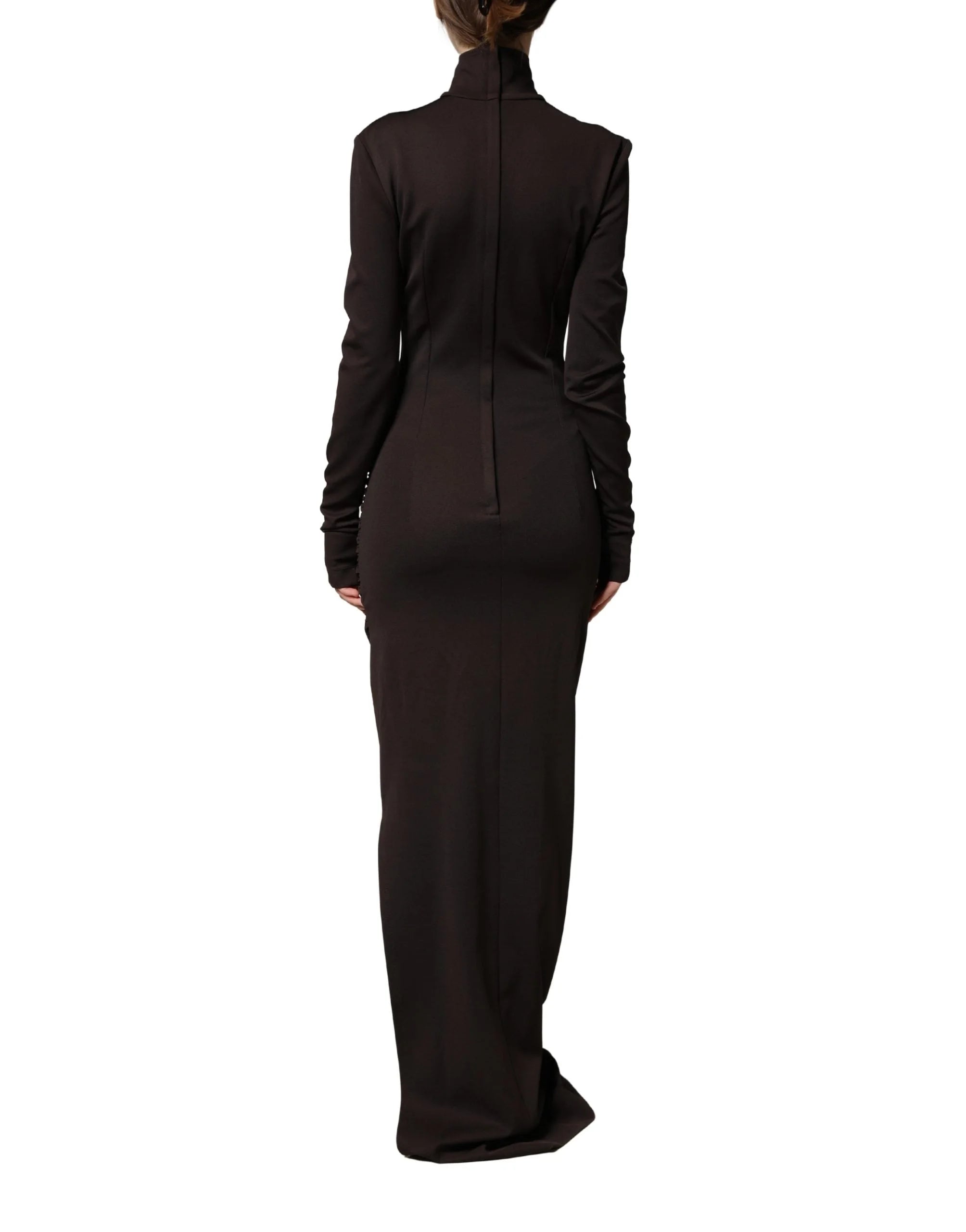 Dolce & Gabbana Brown Turtleneck Jersey Long Maxi Dress - IT44 | L