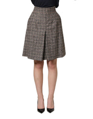 Dolce & Gabbana Brown Tweed Kick Pleat High Waist Mini Skirt - IT36|XXS