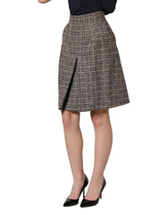 Dolce & Gabbana Brown Tweed Kick Pleat High Waist Mini Skirt - IT36|XXS