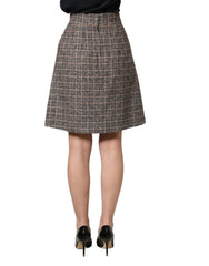 Dolce & Gabbana Brown Tweed Kick Pleat High Waist Mini Skirt - IT36|XXS