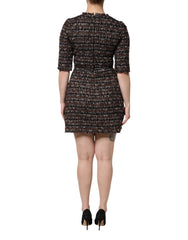 Dolce & Gabbana Brown Tweed Short Sleeves A-line Mini Dress - IT38 | XS - Dresses