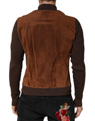 Dolce & Gabbana Brown Velvet Calfskin Full Zip Biker Jacket - IT50 | L