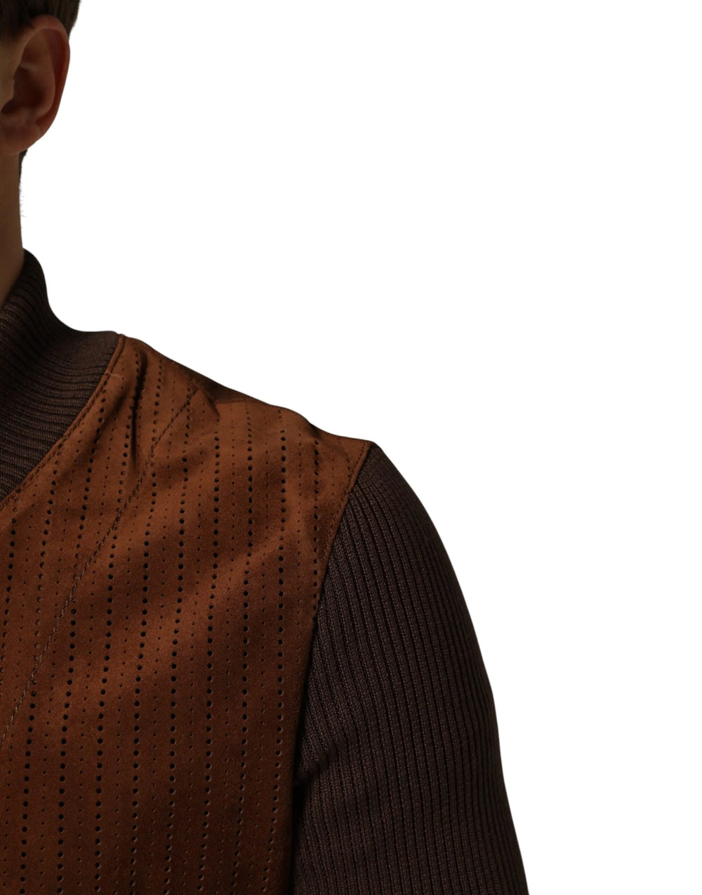 Dolce & Gabbana Brown Velvet Calfskin Full Zip Biker Jacket - IT50 | L