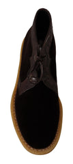 Dolce & Gabbana Brown Velvet Exotic Leather Boots - EU44/US11