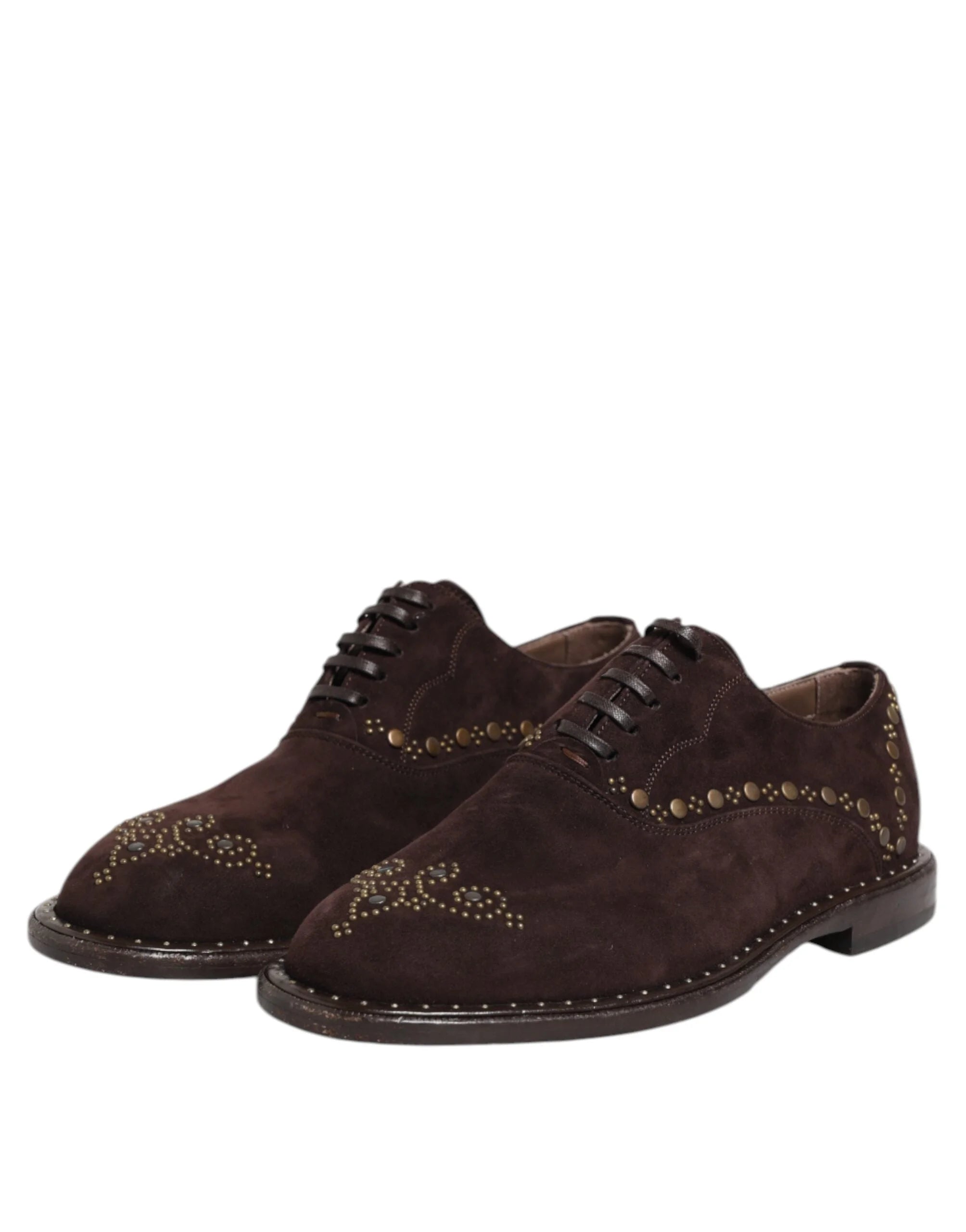 Dolce & Gabbana Brown Velvet Lace Up Oxford Dress Shoes - Shoes