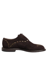 Dolce & Gabbana Brown Velvet Lace Up Oxford Dress Shoes - Shoes