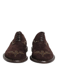 Dolce & Gabbana Brown Velvet Lace Up Oxford Dress Shoes - Shoes