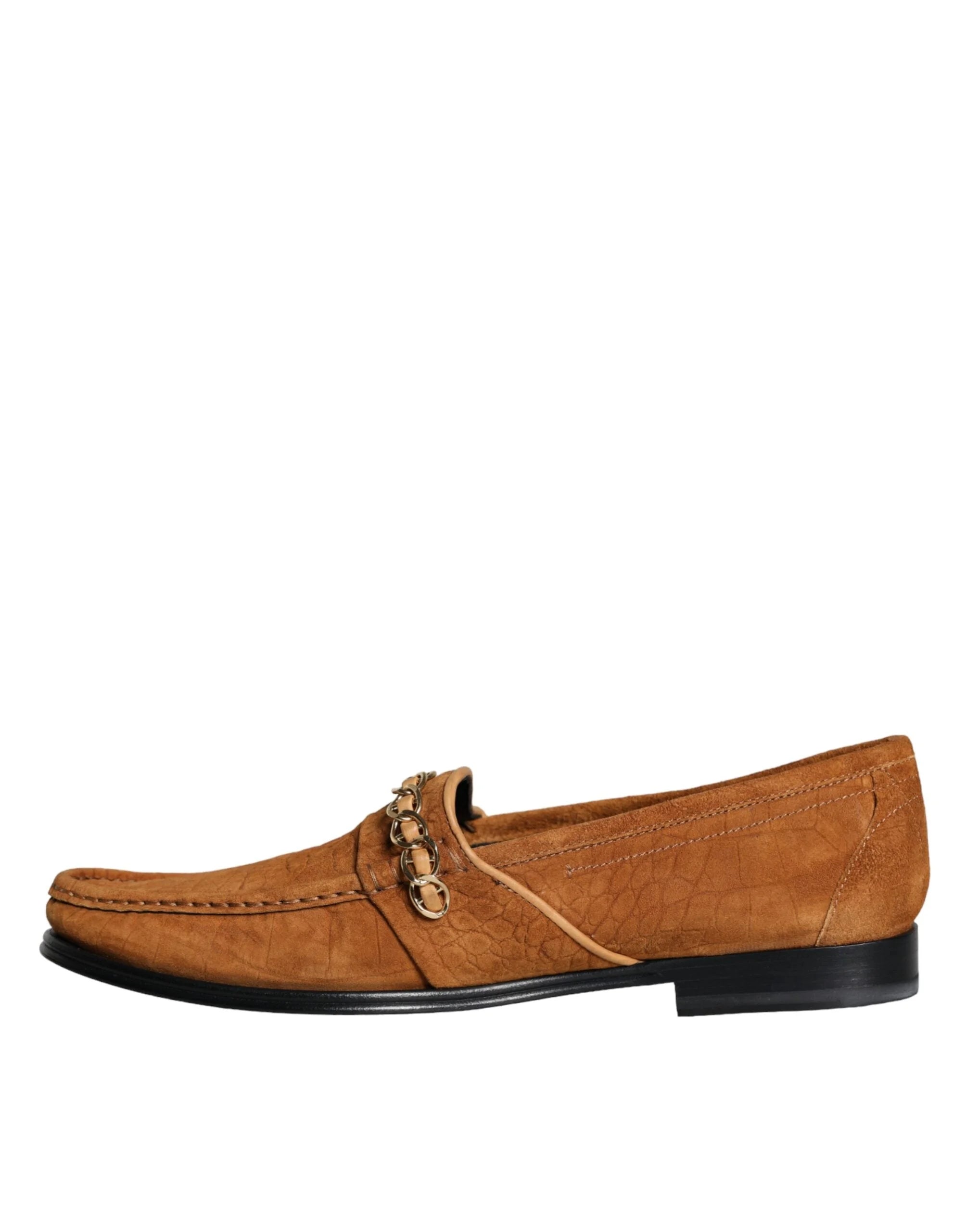 Dolce & Gabbana Brown Velvet Leather Logo Mocassin Slip On Shoes - EU43.5/US10.5 - Flats
