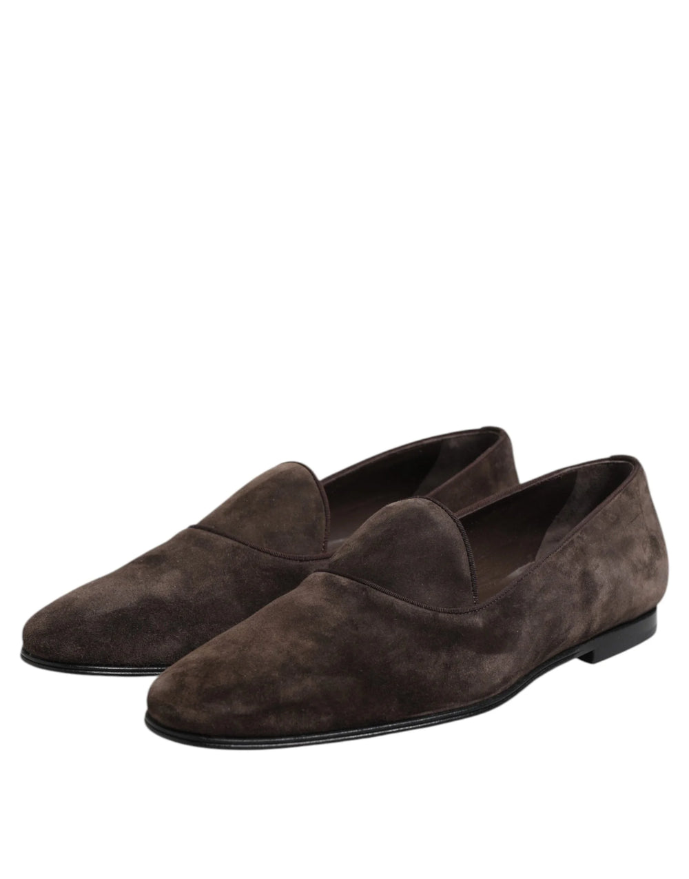 Dolce & Gabbana Brown Velvet Leather Slip On Loafers Shoes - EU40/US7