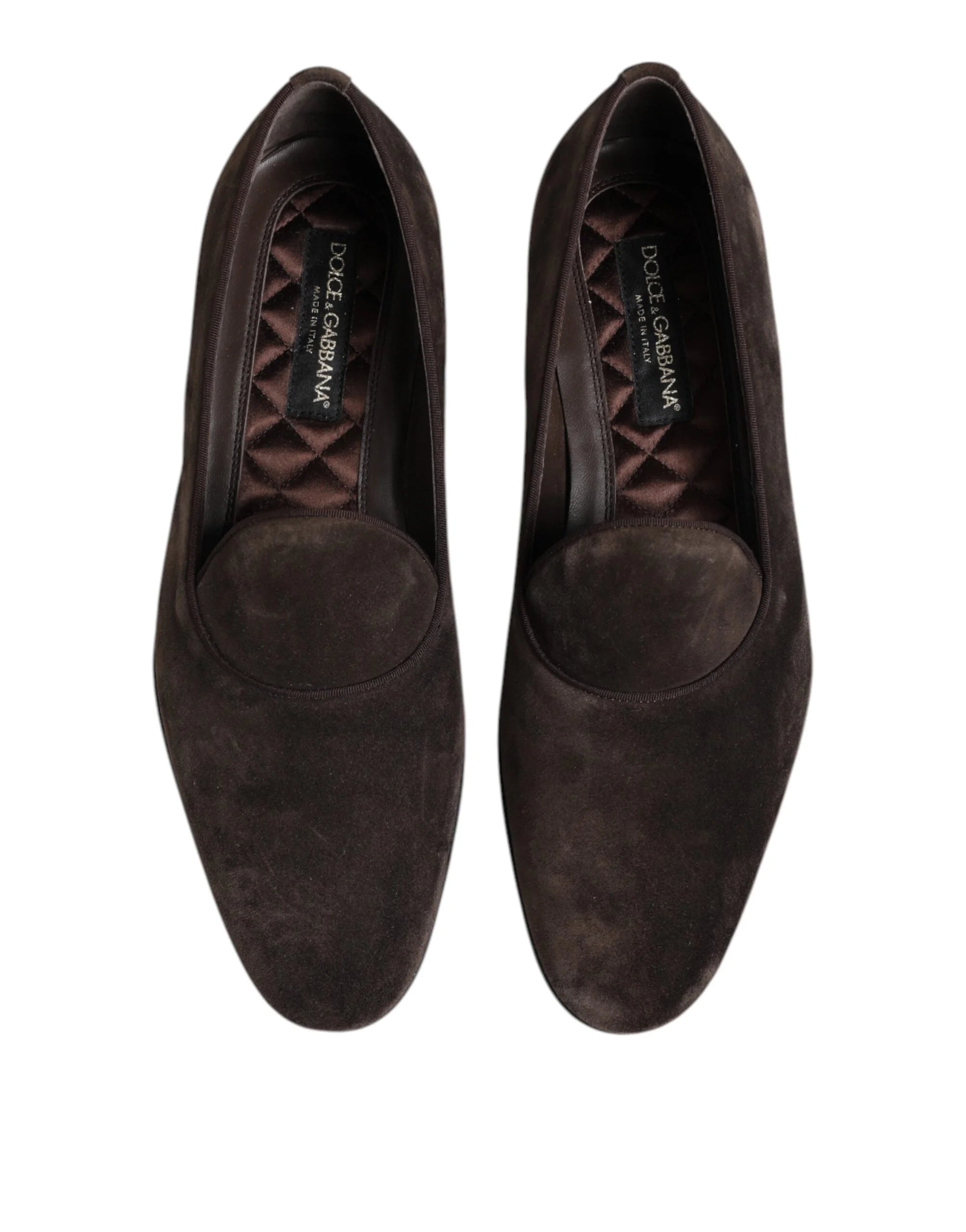 Dolce & Gabbana Brown Velvet Leather Slip On Loafers Shoes - EU40/US7
