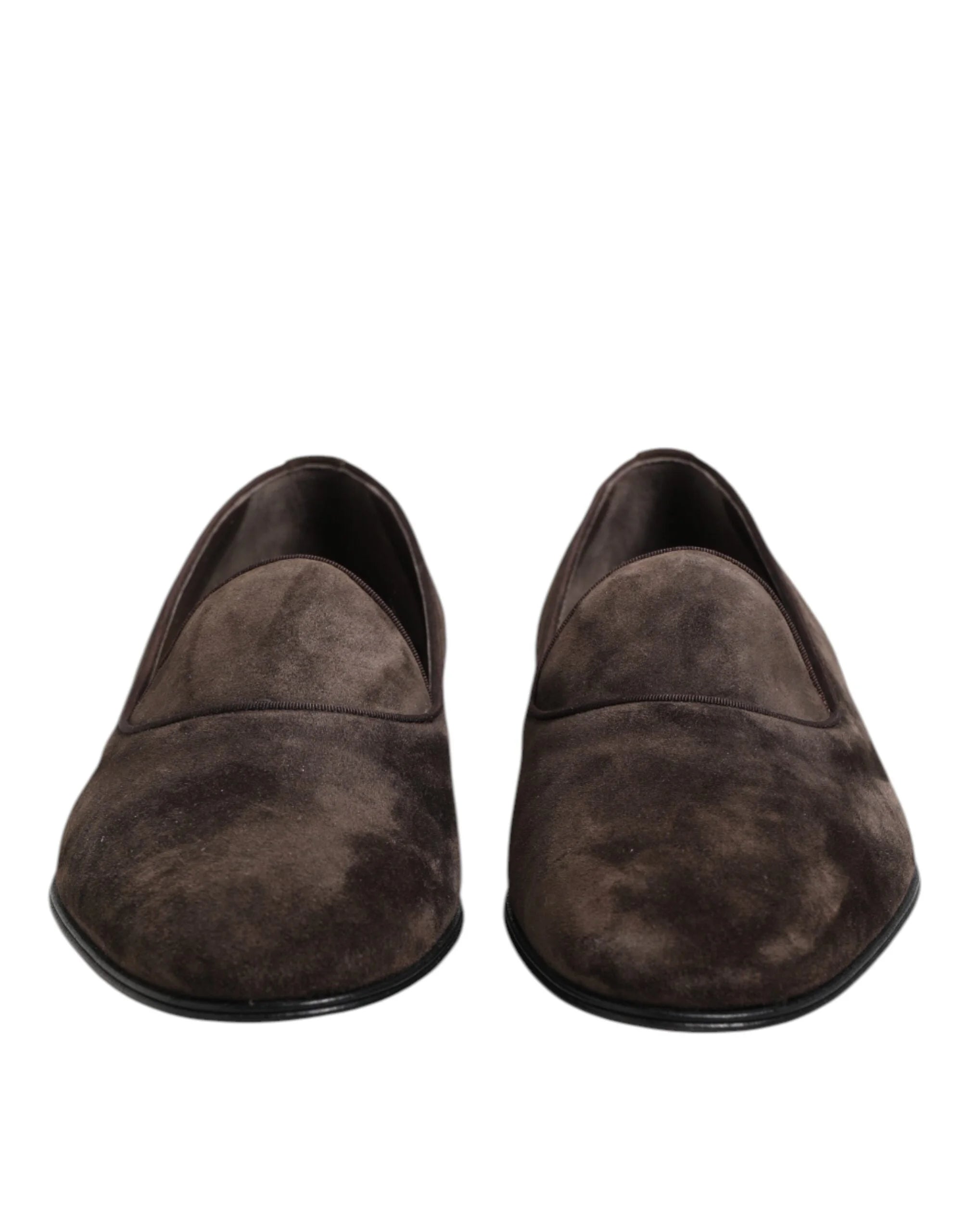 Dolce & Gabbana Brown Velvet Leather Slip On Loafers Shoes - EU40/US7