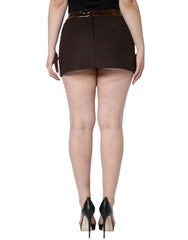 Dolce & Gabbana Brown Virgin Wool Mid Waist A-line Mini Skirt - IT40|S - Skirts