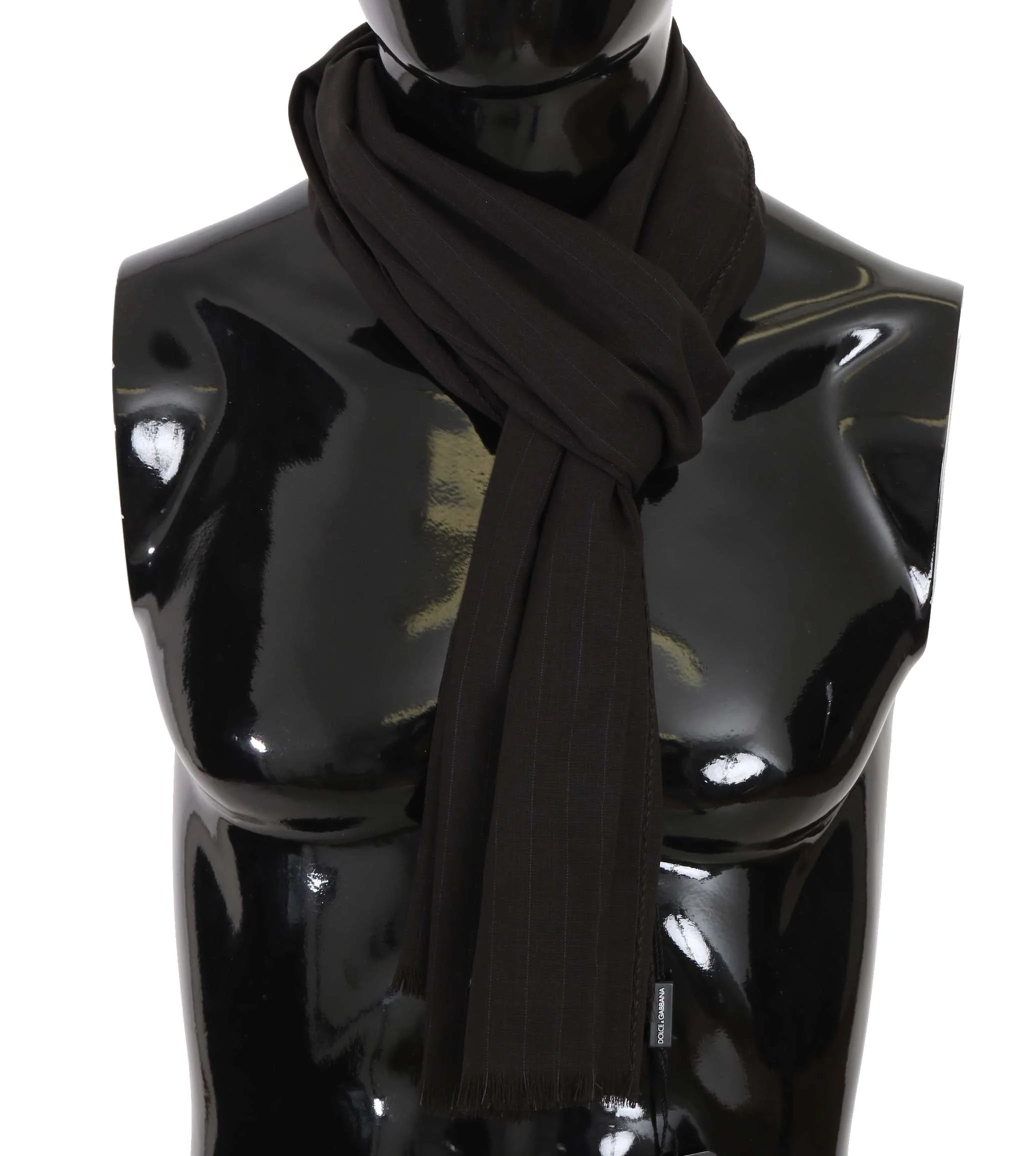 Dolce & Gabbana Brown Virgin Wool Striped Pattern Wrap Scarf - Scarves & Shawls