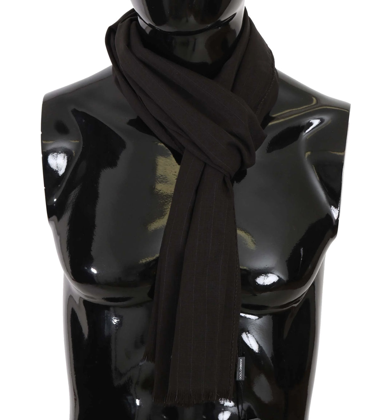 Dolce & Gabbana Brown Virgin Wool Striped Pattern Wrap Scarf - Scarves & Shawls