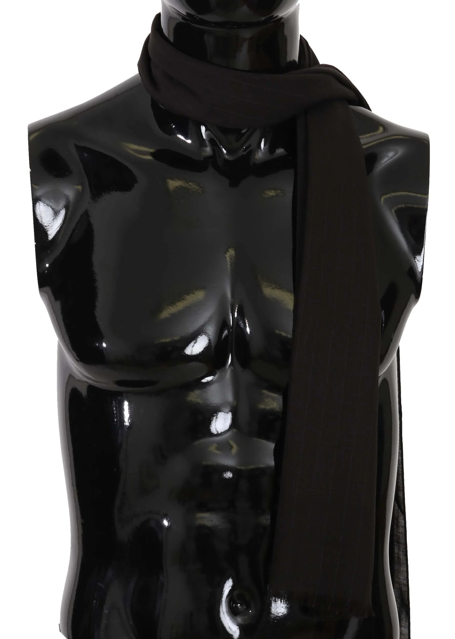 Dolce & Gabbana Brown Virgin Wool Striped Pattern Wrap Scarf - Scarves & Shawls