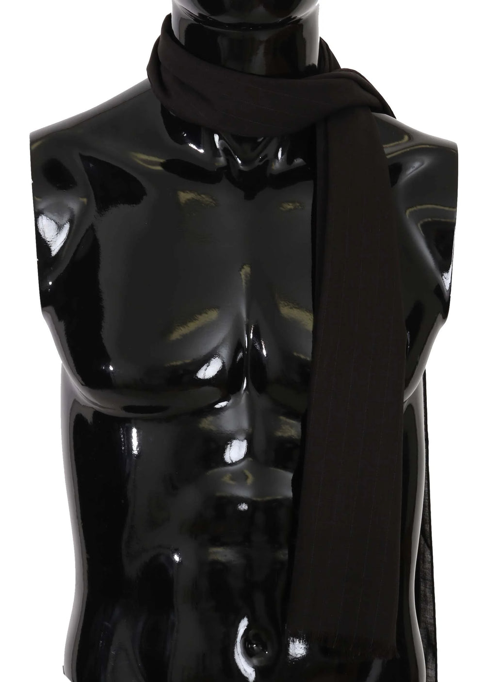 Dolce & Gabbana Brown Virgin Wool Striped Pattern Wrap Scarf - Scarves & Shawls