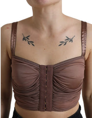 Dolce & Gabbana Brown Viscose Bustier Sleeveless Cropped Top - IT40|S - Tank Tops