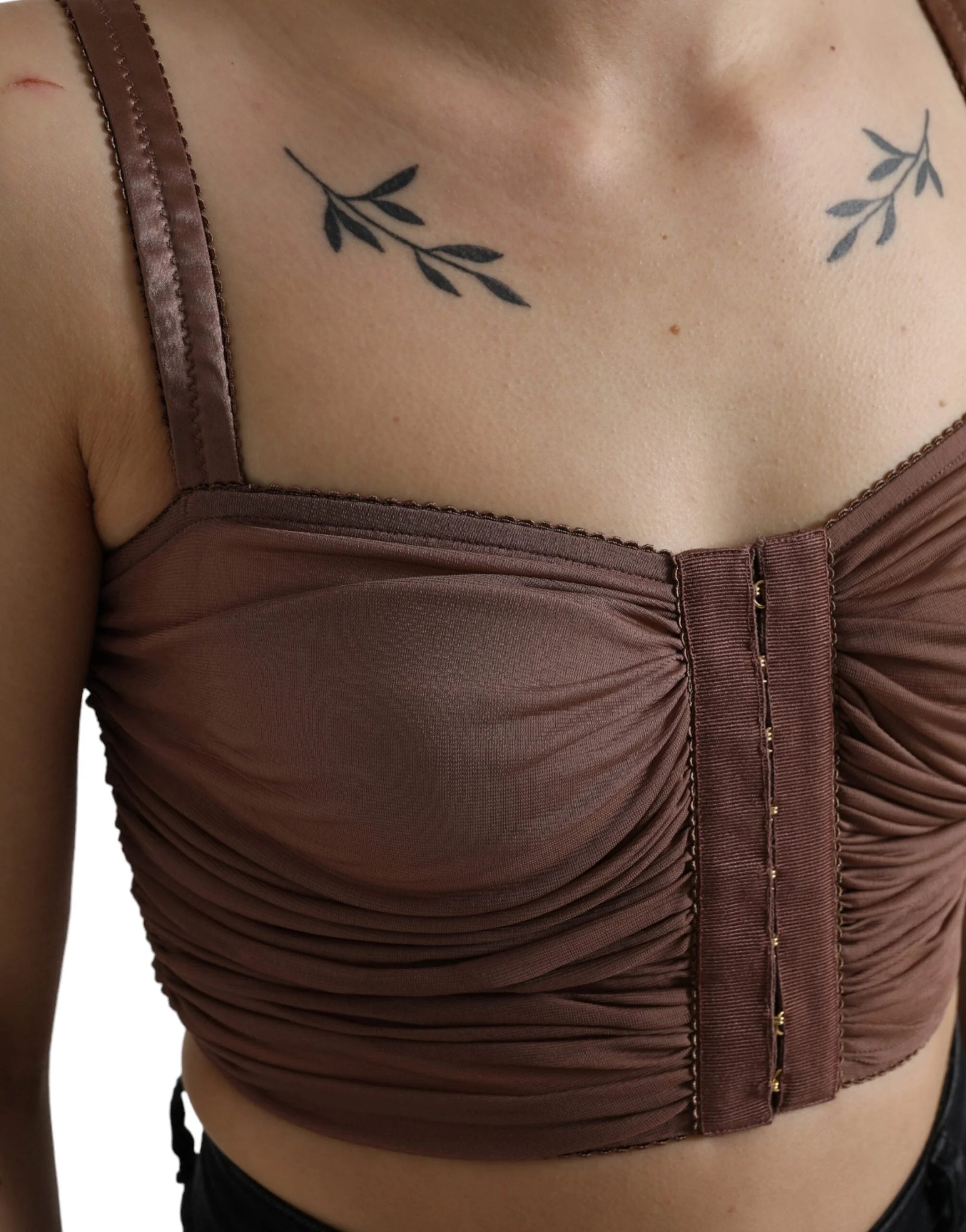 Dolce & Gabbana Brown Viscose Bustier Sleeveless Cropped Top - IT40|S - Tank Tops