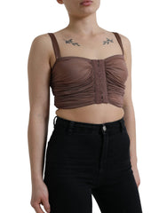 Dolce & Gabbana Brown Viscose Bustier Sleeveless Cropped Top - IT40|S - Tank Tops