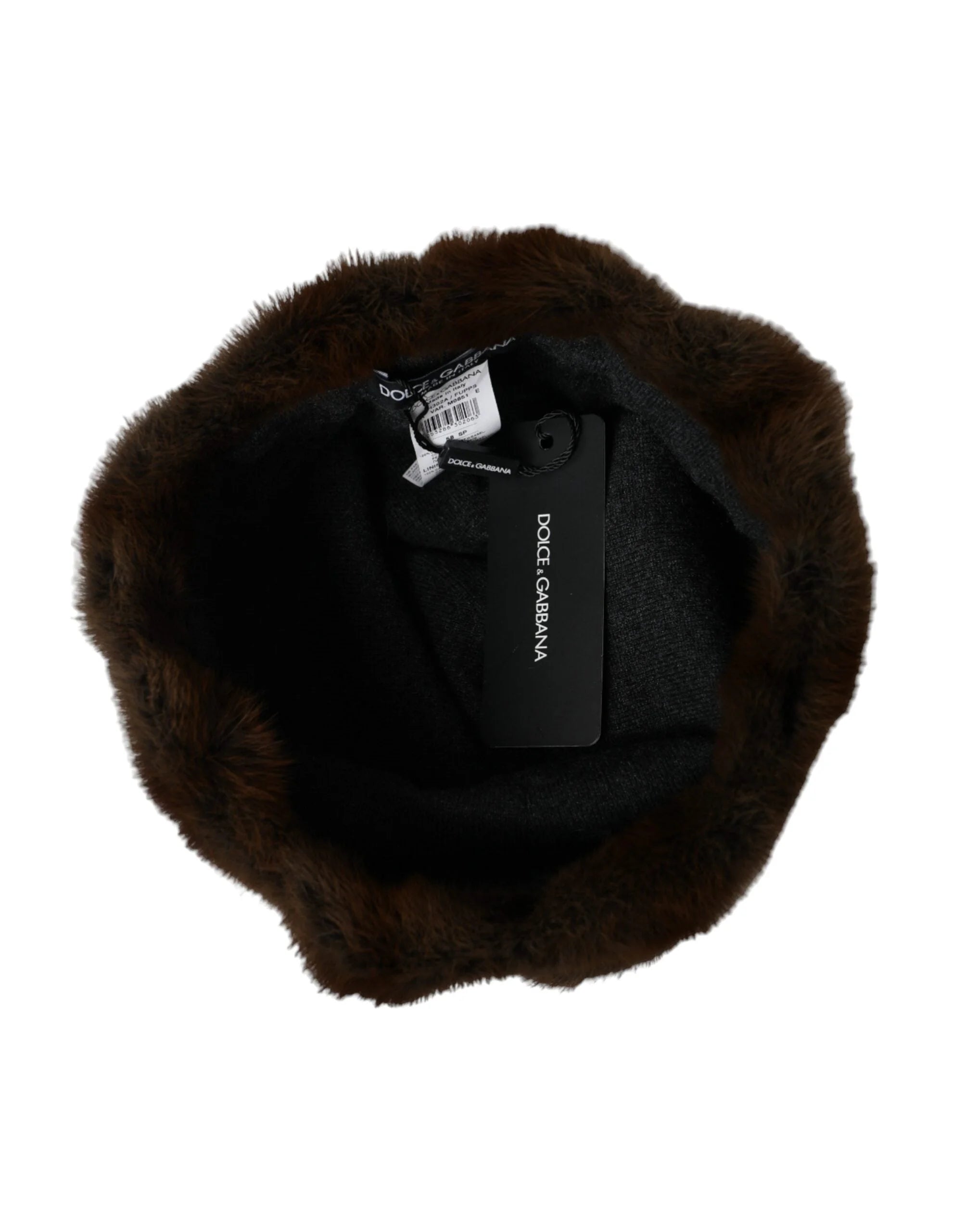 Dolce & Gabbana Brown Weasel Fur Womens Cashmere Hat Beanie - 58 cm|M - Beanies