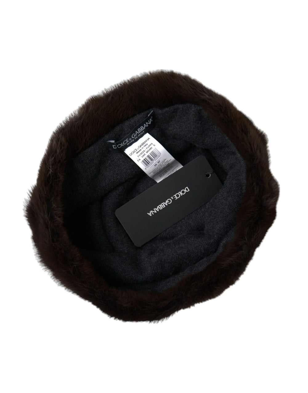 Dolce & Gabbana Brown Weasel Fur Womens Cashmere Hat Beanie - 58 cm|M - Beanies
