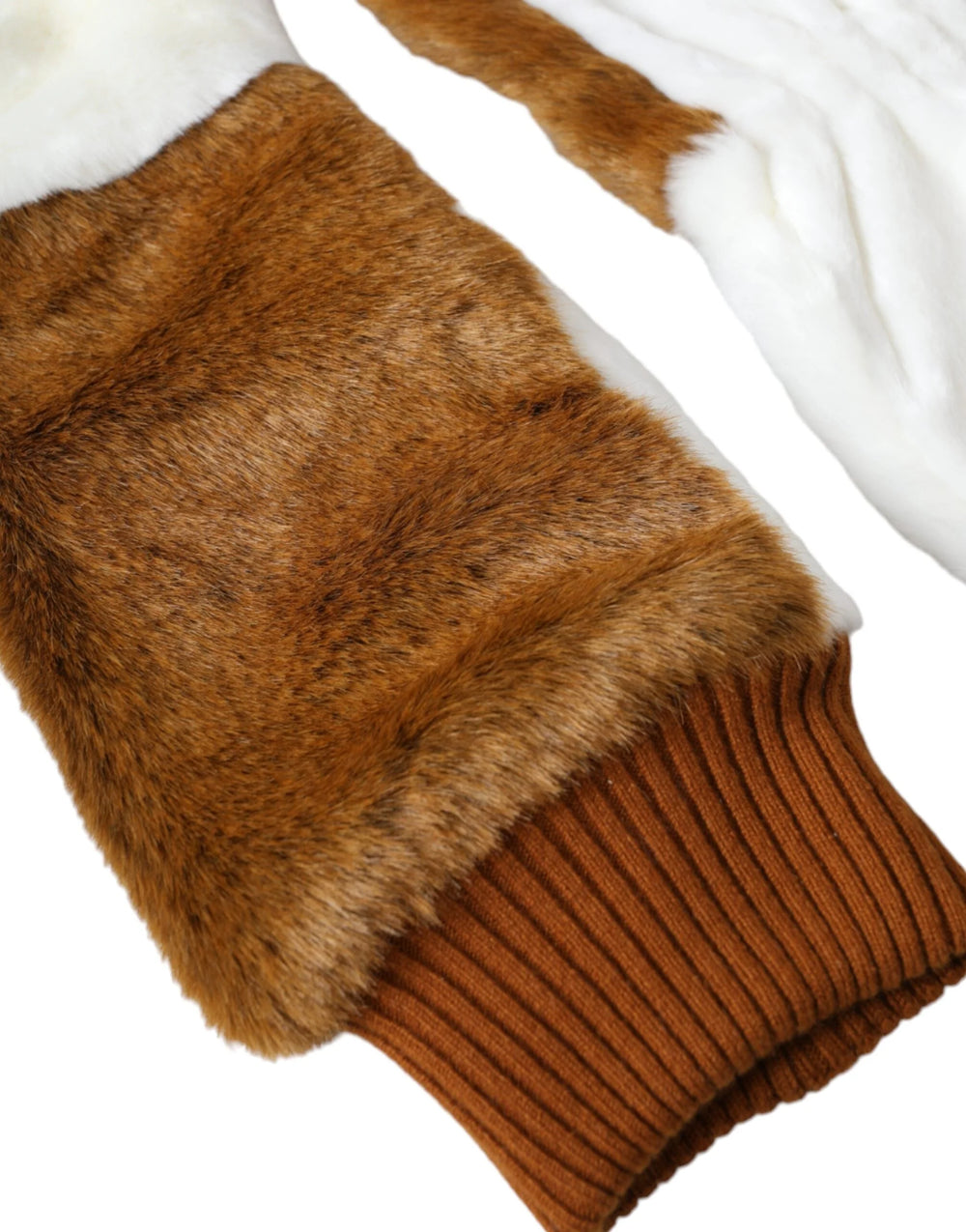 Dolce & Gabbana Brown White Acrylic Knitted Fur Mitten Gloves - Gloves & Mittens