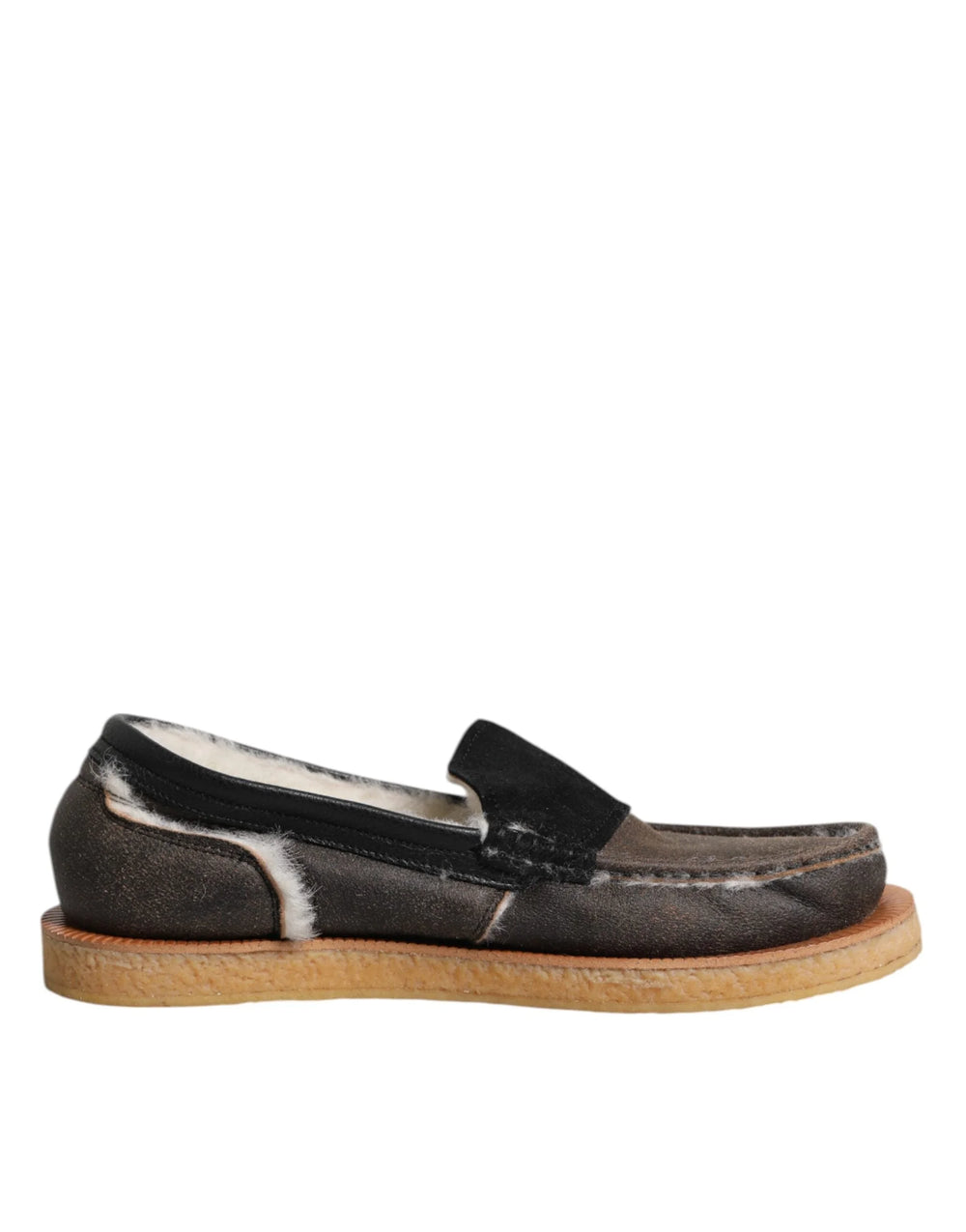 Dolce & Gabbana Brown White Calfskin Leather Loafers Shoes - EU42/US9 - Flats