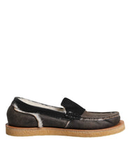 Dolce & Gabbana Brown White Calfskin Leather Loafers Shoes - EU42/US9 - Flats