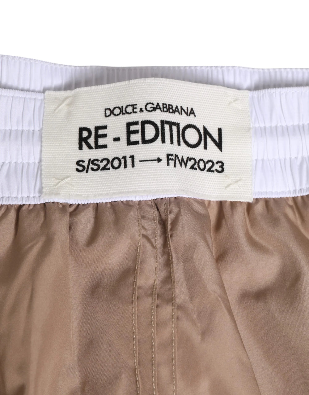Dolce & Gabbana Brown White Polyester Re-Edition Shorts Swimwear - IT5 | M - Swim Boxers