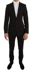 Dolce & Gabbana Brown Wool Crystal Bee Slim Fit MARTINI - IT46 | S - Pant Suits
