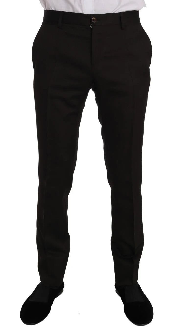 Dolce & Gabbana Brown Wool Crystal Bee Slim Fit MARTINI - IT46 | S - Pant Suits