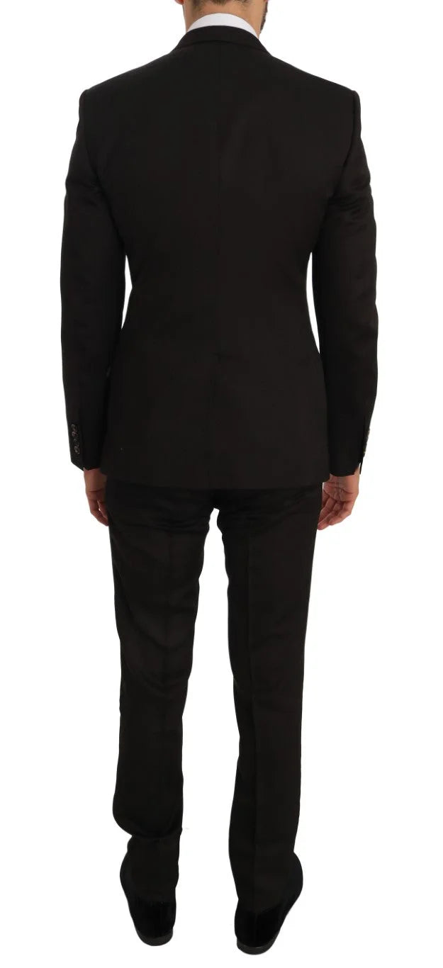 Dolce & Gabbana Brown Wool Crystal Bee Slim Fit MARTINI - IT46 | S - Pant Suits
