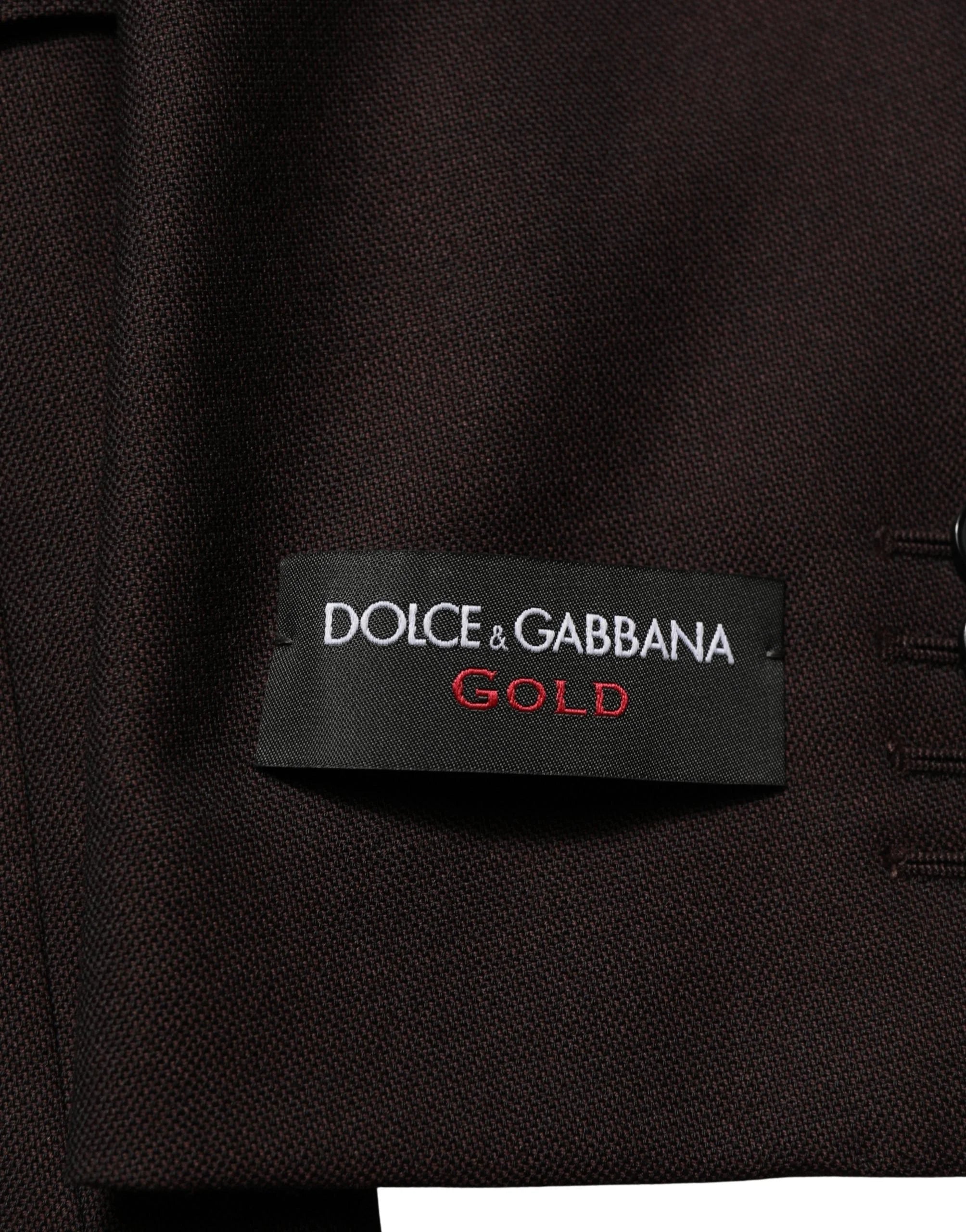 Dolce & Gabbana Brown Wool GOLD Single Breasted Men Jacket - IT46 | S