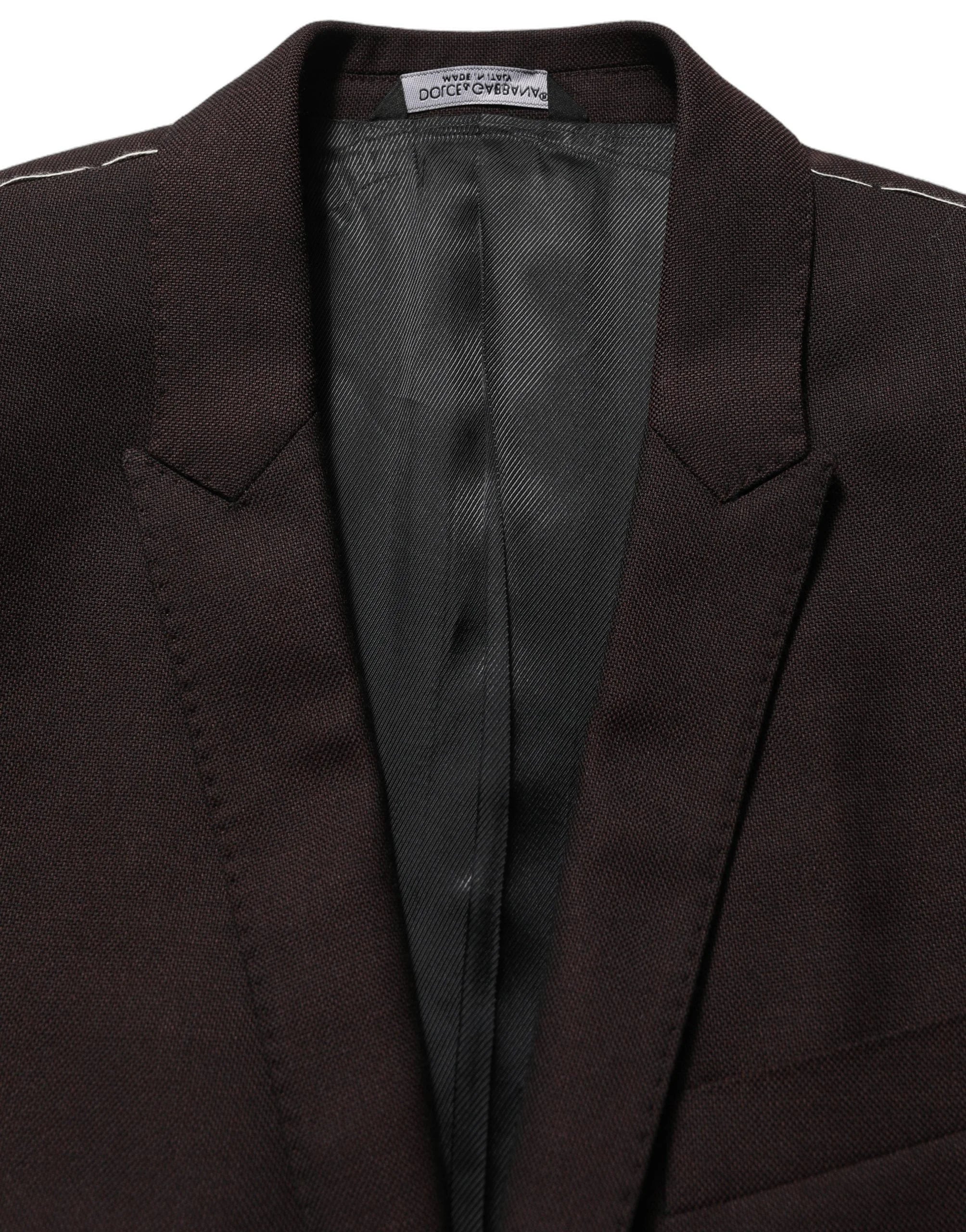 Dolce & Gabbana Brown Wool GOLD Single Breasted Men Jacket - IT46 | S