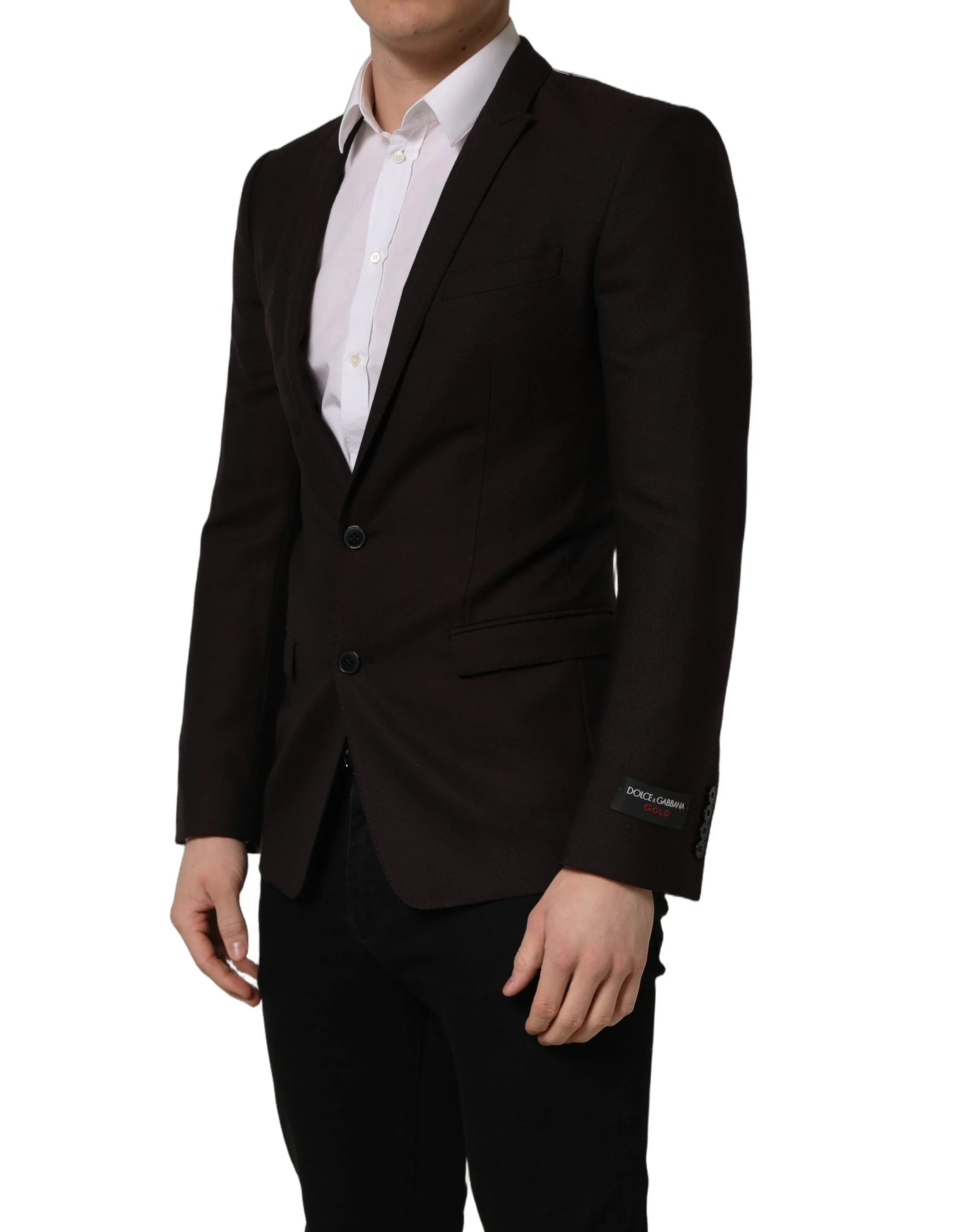 Dolce & Gabbana Brown Wool GOLD Single Breasted Men Jacket - IT46 | S