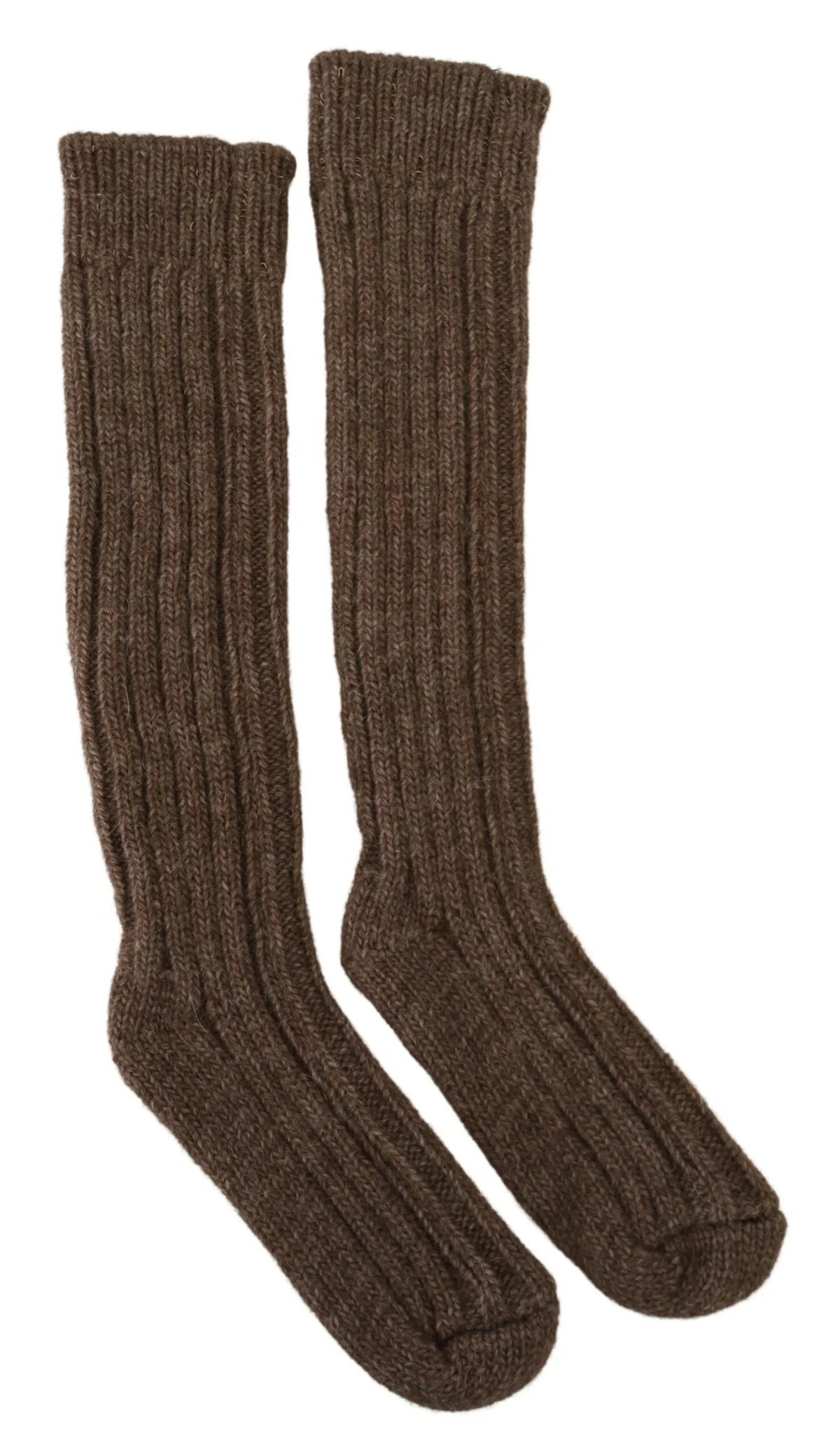 Dolce & Gabbana Brown Wool Knit Calf Long Women Socks - Heel Socks
