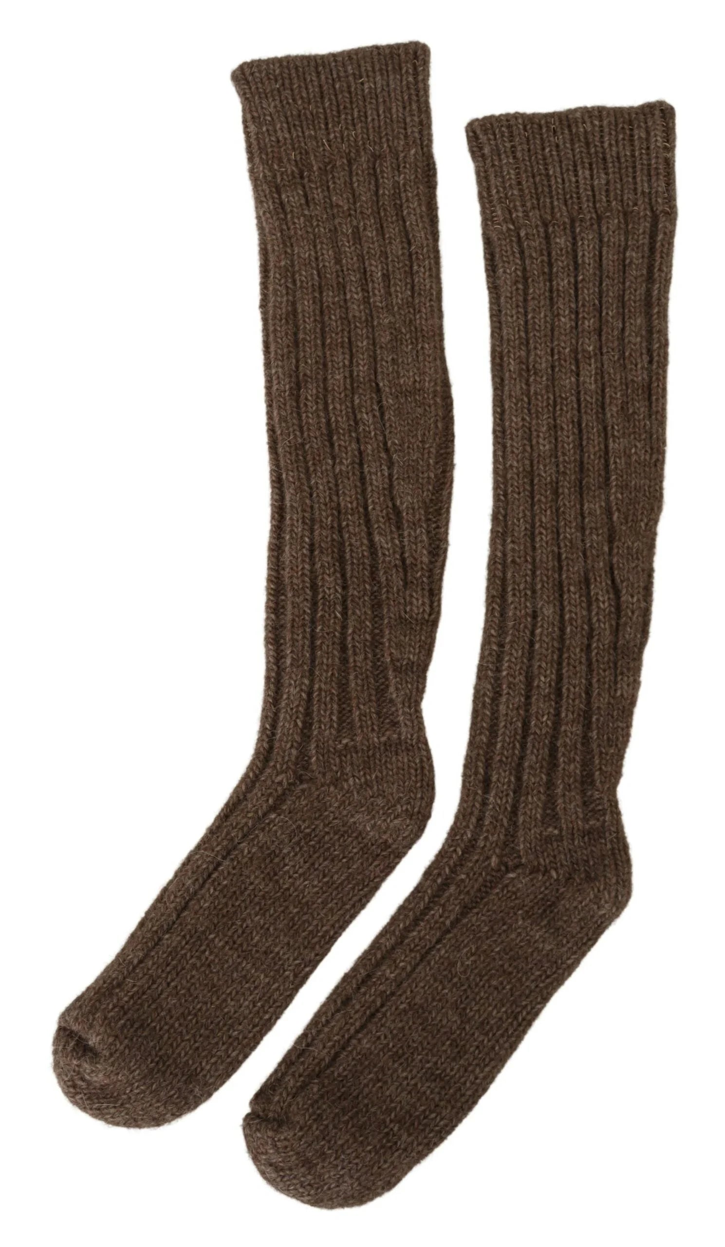 Dolce & Gabbana Brown Wool Knit Calf Long Women Socks - Heel Socks