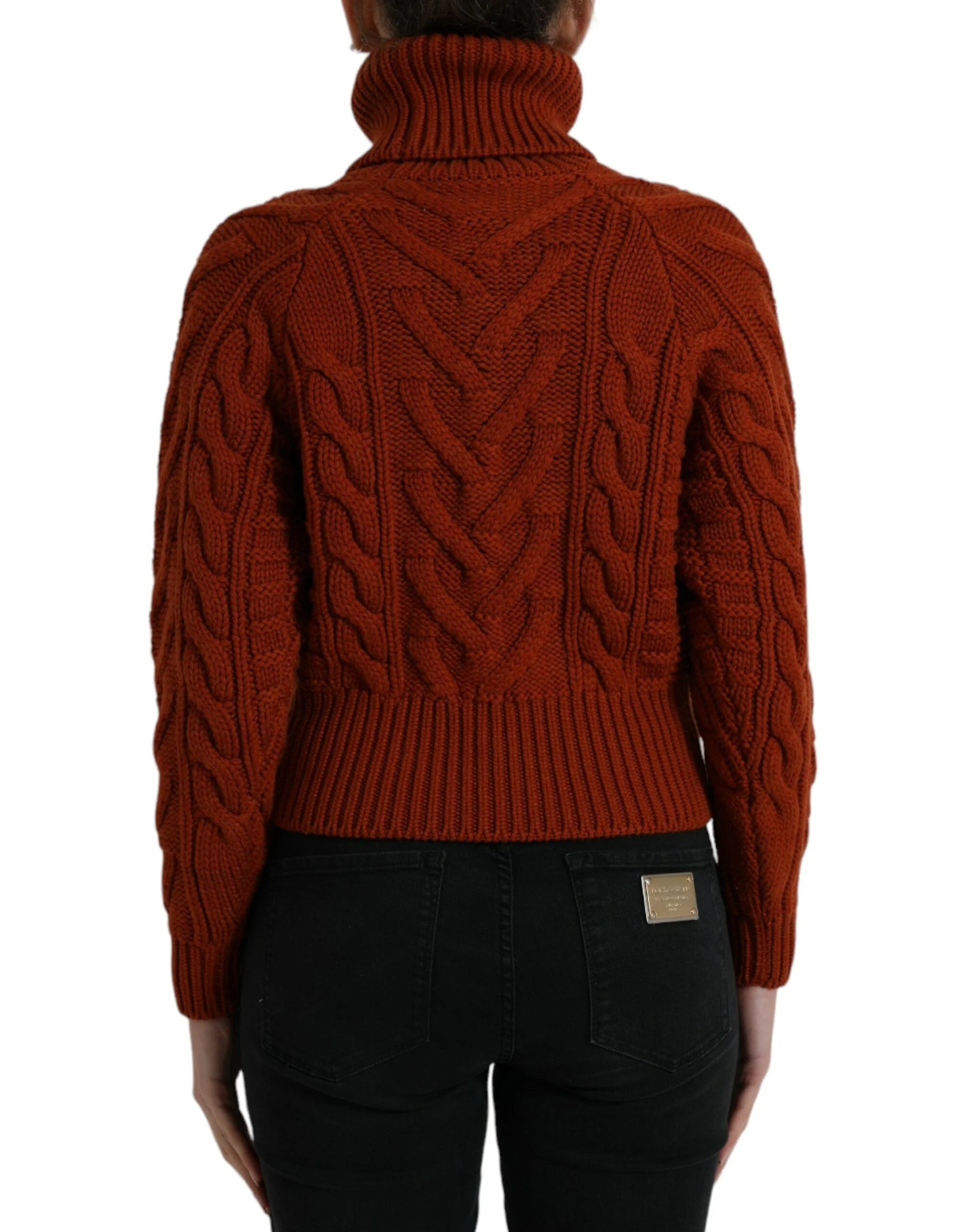 Dolce & Gabbana Brown Wool Knit Turtleneck Pullover Sweater - IT38 | XS - Sweaters