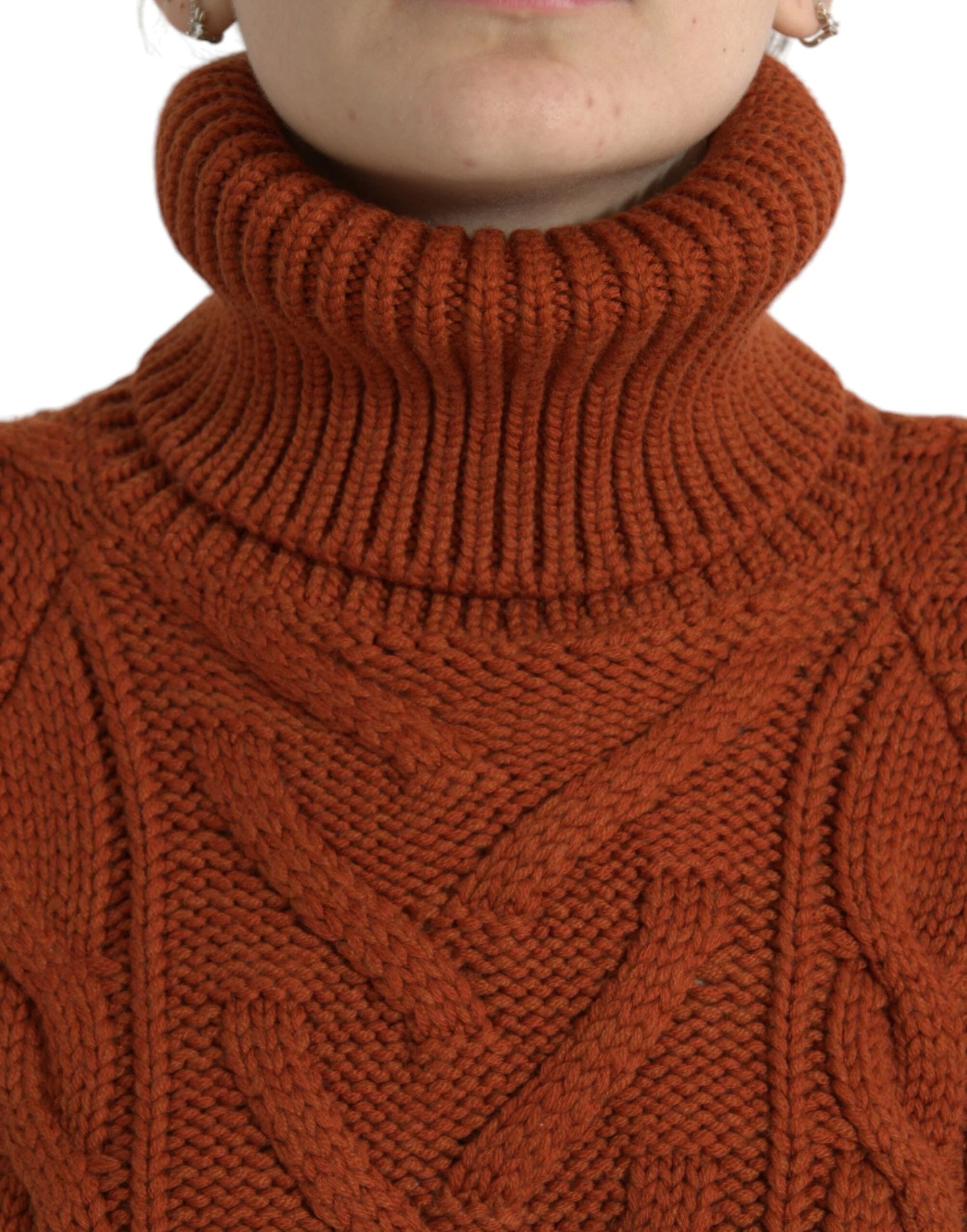 Dolce & Gabbana Brown Wool Knit Turtleneck Pullover Sweater - IT38 | XS - Sweaters