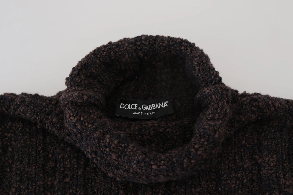 Dolce & Gabbana Brown Wool Knit Turtleneck Pullover Sweater - Sweaters