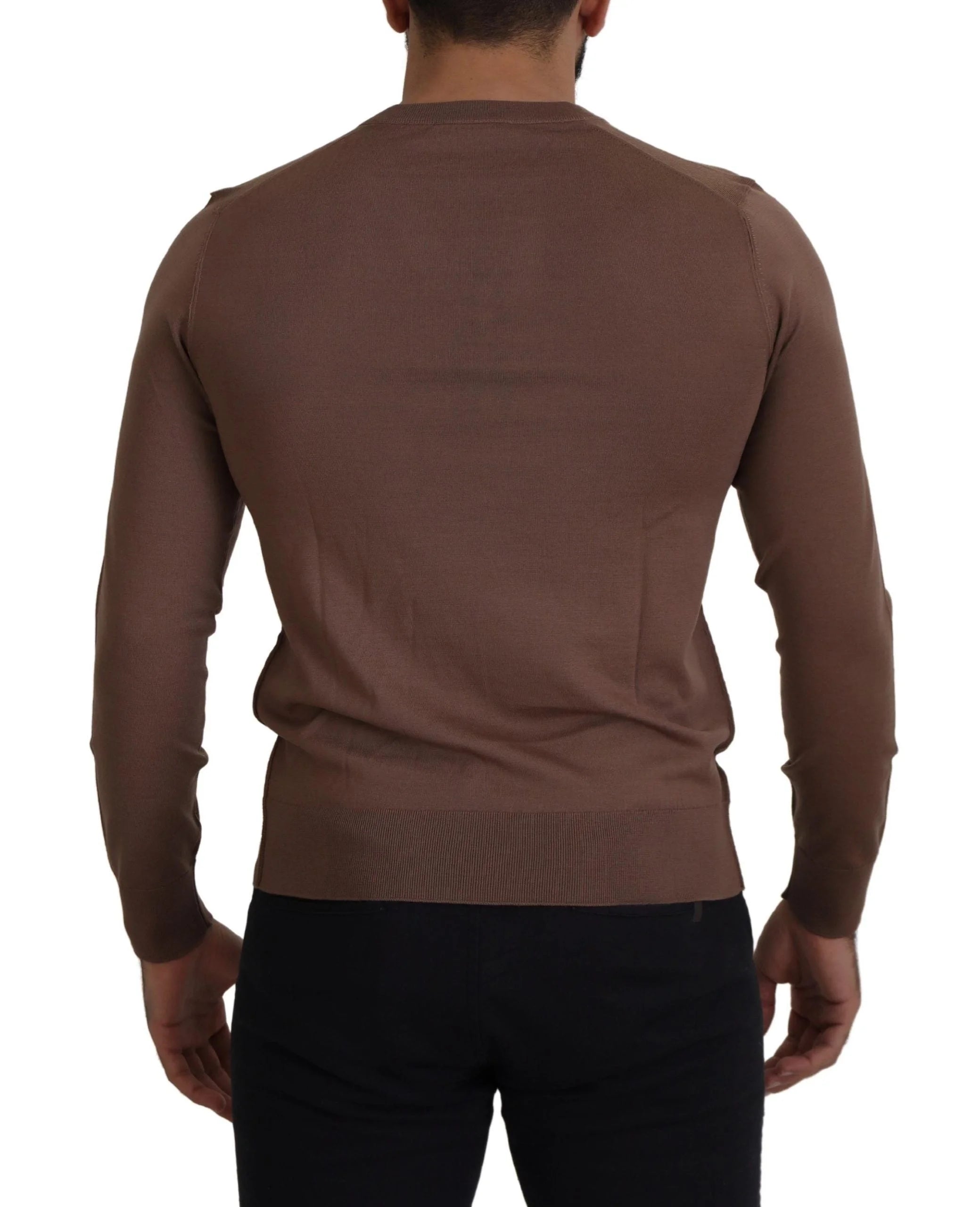 Dolce & Gabbana Brown Wool Men V-neck Pullover Sweater - IT39 | S - Sweaters